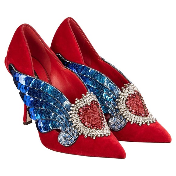 Dolce & Gabbana Wings of the Heart Embellished Women's Shoes size 40 new - Picture 1 of 15